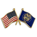 Utah & USA Crossed Flag Pin
